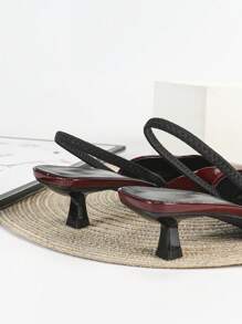 Fall/Winter Women's 4cm Small Kitten Heel Closed Toe High Heels, Burgundy Party Dress Pumps, Slip On Pointed Toe Narrow Heel Sandals With Elastic Band,Elegant