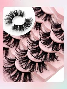 Asiteo 5 Pairs Glamorous Style Spiky Faux Mink Eyelashes - Flattering Wet Look Wispy & Thick Reusable,Doll Eye Effect,For Fashionistas - 尖尾漫畫款 - 查看 4