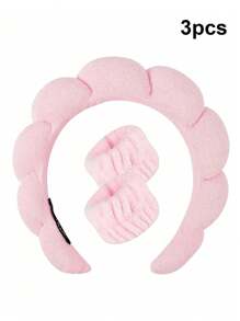 3pcs Face Wash Moisture-Proof Three Pieces Coral Velvet Absorbent Headband Headband Wrist Strap Women's Wash Skincare Moisture-Proof Tool