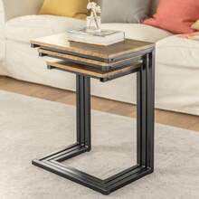 SoBuy FBT102-F, Nesting Tables Set Of 3 Coffee Tables Side Tables End Tables Living Room Tables Stacking Side Tables - Brown - View 8