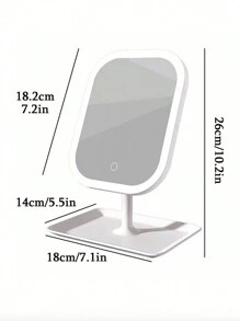 1pc Tri-Color LED Makeup Mirror, Adjustable Brightness, Rechargeable Foldable Portable, Touch Control Modern Style With Front Light, Ideal For Home Decor, Bathroom, Student Dorm Daily Use, Fashionable Design