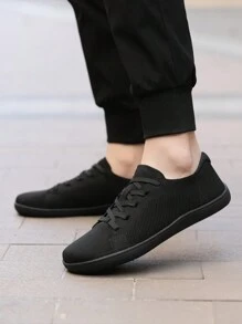 1 Pair Knit Upper Unisex Wide Toe Athletic Shoes, Road Running Shoes, Walking Shoes, Camping Shoes, Breathable Knit Fabric, Wide Toe Trail Running Shoes, Comfortable Lightweight Gym Non-Slip Low-Top Lace-Up Minimalist Barefoot Trainers