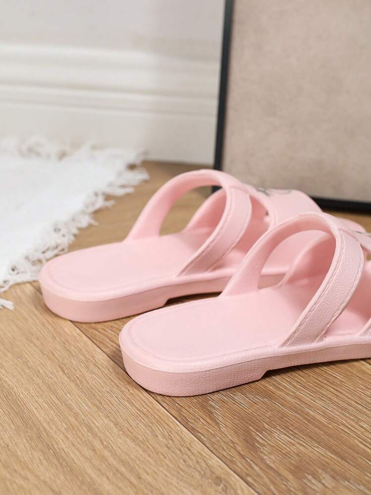 Women's Summer Flat Slide Sandals, Fashion Outdoor/Indoor Bathroom Bath EVA One-Piece Lightweight Cartoon Cute Pink Slippers,Beach Outfits - Pink - View 5