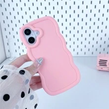 1 pieza Funda de teléfono con textura suave y recubrimiento de caramelo con forma de ola grande compatible con iPhone 16/Galaxy/Redmi/OPPO/OnePlus/Moto/Tecno Spark Go 2024/Infinix, de lujo y cobertura total