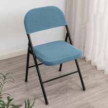 Solid Color Household Folding Chair Cover Suitable For Home Decoration Polyester Cover For Covers Wedding Party Dining Elastic Chair Covers - 天藍 - 查看 2