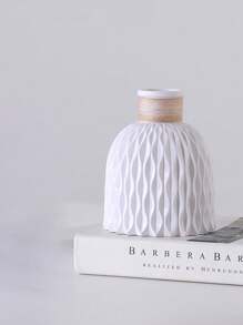 1 vaso de flores de plástico moderno, vaso branco inquebrável para capim-dos-pampas, decoração minimalista nórdica para casa, decoração estética para sala de estar, escritório, decoração de quarto, decoração de mesa central, perfeito para decoração de outono, decoração de Halloween, Ação de Graças e Natal. - Branco - Ver 12