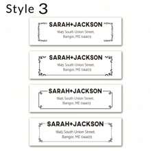 100-1000张 0.75英寸*2.5英寸标签 个性化回邮地址标签 个性化地址标签 - 定制地址贴纸（黑白） 封条 精致、时尚、现代、简约 多功能、精致、时尚、独特，适用于情人节、婚礼、乔迁、节日日历、墙纸贴纸 - 黑與白 - 查看 9