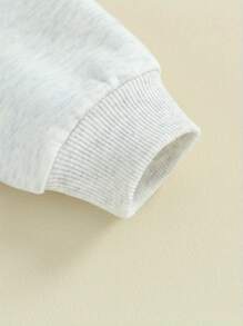 Baby Boy Girl Warm Sweatshirt Romper Solid Long Sleeve Fleece Sweater Bubble Romper Fall Winter Outfit Clothes - 灰色 - 查看 7