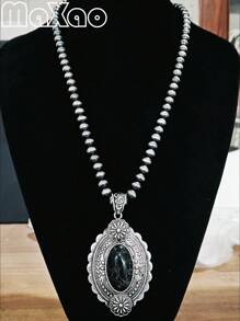 Vintage-Inspired Large Concho Pendant Multi-Layered Necklace For Women, Available In Different Colors To Match Various Outfits, Great As Self-Purchase Or Gift For Best Friends, More Vintage Styles Available In-Store