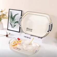 1pc 39cm Luxury Double-Ear Tray, Suitable For Home, Hotel, Restaurant To Hold Teacups, Snacks, Fruits, Desserts, Decors, Water Cups Etc.