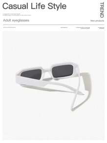 1 件女士亚克力休闲小矩形时尚白色眼镜，适合节日出游、节日礼物和日常生活装扮 - 彩色 - 查看 4