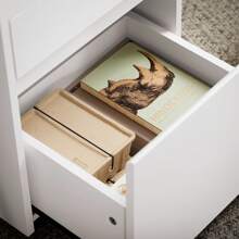 SoBuy FBT121-W, Home Office Mobile File Cabinet With 2 Drawers, Under Desk File Storage Cabinet On Wheels - White - View 8