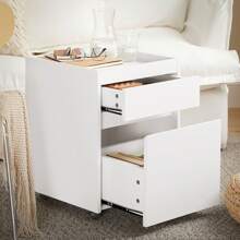 SoBuy FBT121-W, Home Office Mobile File Cabinet With 2 Drawers, Under Desk File Storage Cabinet On Wheels - White - View 6