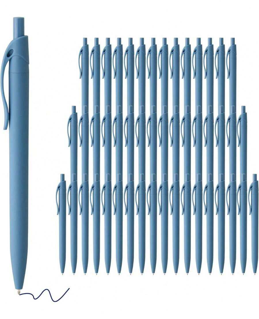 Deegtran Pens Bulk, 50 Pack No Bleed Blue Click Pens, Wholesale Retractable Ballpoint Pens, Pens Medium Point, Smooth Ink Pens, 1.0MM Blue Ink - Blue - View 1