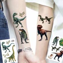 12 Blatt Dinosaurier Temporäre Tattoo Aufkleber, coole lebensechte realistische Jurassic Dinosaurier T-Rex Triceratops Pterosaurier Velociraptor Stegosaurus Allosaurus Muster, Dinosaurier Welt Geburtstags Party Dekorationen Zubehör Geschenke, Halloween Party Geschenke - Verschiedenfarbig - Übersicht 6