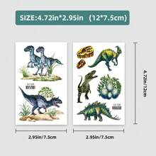 12 Blatt Dinosaurier Temporäre Tattoo Aufkleber, coole lebensechte realistische Jurassic Dinosaurier T-Rex Triceratops Pterosaurier Velociraptor Stegosaurus Allosaurus Muster, Dinosaurier Welt Geburtstags Party Dekorationen Zubehör Geschenke, Halloween Party Geschenke - Verschiedenfarbig - Übersicht 7