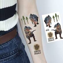12 Blatt Dinosaurier Temporäre Tattoo Aufkleber, coole lebensechte realistische Jurassic Dinosaurier T-Rex Triceratops Pterosaurier Velociraptor Stegosaurus Allosaurus Muster, Dinosaurier Welt Geburtstags Party Dekorationen Zubehör Geschenke, Halloween Party Geschenke - Verschiedenfarbig - Übersicht 4
