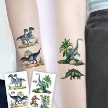 12 Blatt Dinosaurier Temporäre Tattoo Aufkleber, coole lebensechte realistische Jurassic Dinosaurier T-Rex Triceratops Pterosaurier Velociraptor Stegosaurus Allosaurus Muster, Dinosaurier Welt Geburtstags Party Dekorationen Zubehör Geschenke, Halloween Party Geschenke - Verschiedenfarbig - Übersicht 10
