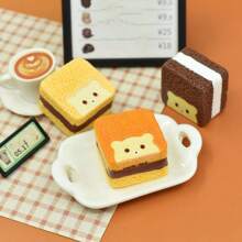 Miniatures alimentaires avec motif d'ours 3D rempli de gâteaux, petites décorations en résine crémeuse pour aimants de réfrigérateur et de bureau DIY
