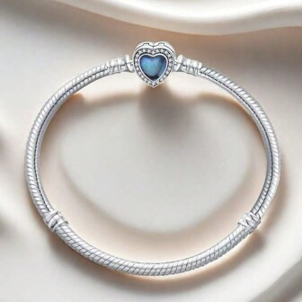 Original Design Sterling Silver Love Beaded Bracelet DIY Snake Bone Basic Chain Diy Positioning Beads Valentine's Day Gift