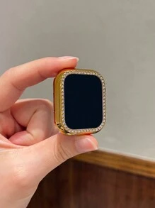 1个时尚闪亮镂空金色水晶装饰保护壳，兼容 38/40/41/42/44/45/46/49mm，适用于Series Ultra/SE/11/10/9/8/7/6/5/4/3/2/1，智能手表配件 - 鏤空金色 - 查看 5