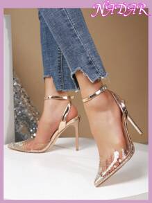 Giày cao gót nữ thời trang cao cấp có khóa và nơ, mẫu mới năm 2024, gót cao 10cm, chống trơn trượt, kiểu dáng thanh lịch, gợi cảm, thích hợp cho tiệc tùng, giày cao gót nhọn. - Hoa hồng vàng - Xem 5