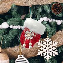 Red Plush Gloves Christmas Tree Pendant - Red - View 5