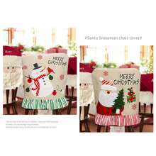 Christmas Chair Cover, Classic Santa Claus Snowman Burlap Dining Chair Slipcovers