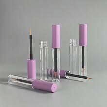 Set de 1/5/10 piezas botellas de aplicador de delineador de ojos transparentes recargables de tamaño de viaje con tapa morada, recipientes de 5ml para rellenar maquillaje de ojos