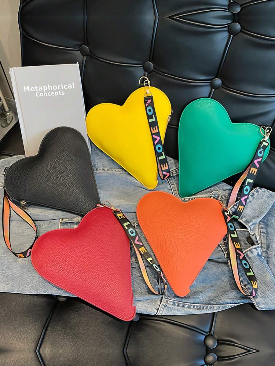 1 件心形手提包、化妆包、零钱包、女士手提包、个性化心形储物袋、小钱包、口红包、便携式迷你储物袋、情人节/节日礼物旅行必需品节日必需品