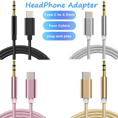 AUX Audio Kabel USB-C auf 3,5mm Geflochtenes Nylon AUX Verlängerungskabel, kompatibel mit iPhone 16 15 Pro MAX PLUS, Autoaccessoires Audio Kabel