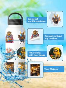 50 stuks dierenstickers, retro middeleeuwse varken kat vos konijn stickers voor scrapbooking, dagboek, laptop, bumper, skateboard, waterfles, bouwvakker, auto, verjaardagsfeestje, vinyl waterdichte stickers voor tieners volwassenen kinderen terug naar school cadeaus