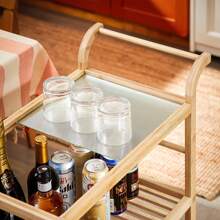 SoBuy Serving Trolley With Wheels Kitchen Trolley Kitchen Shelf Trolley Kitchen Shelf With Wheels Natural W X H X D Approx. 65x80x35cm - Brown - View 7