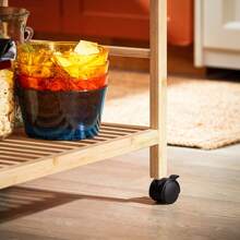 SoBuy Serving Trolley With Wheels Kitchen Trolley Kitchen Shelf Trolley Kitchen Shelf With Wheels Natural W X H X D Approx. 65x80x35cm - Brown - View 9