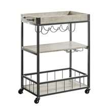 SoBuy FKW56-HG, Modern Design 3 Tiers Kitchen Trolley Serving Trolley With Wine Rack Metal & MDF - Grey - View 4