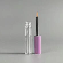 Set de 1/5/10 piezas botellas de aplicador de delineador de ojos transparentes recargables de tamaño de viaje con tapa morada, recipientes de 5ml para rellenar maquillaje de ojos