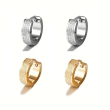 Unisex Matte Circular Hoop Earrings, Casual Style, 304 Stainless Steel, Non-Magnetic, Suitable For Daily Wear Jewelry For Men And Women - Multicolor Earrings - View 13