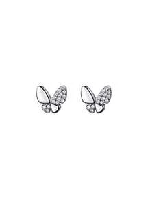 1 Pair S925 Silver Minimalist Dainty Cute Rhinestone Butterfly Stud Earrings For Girl