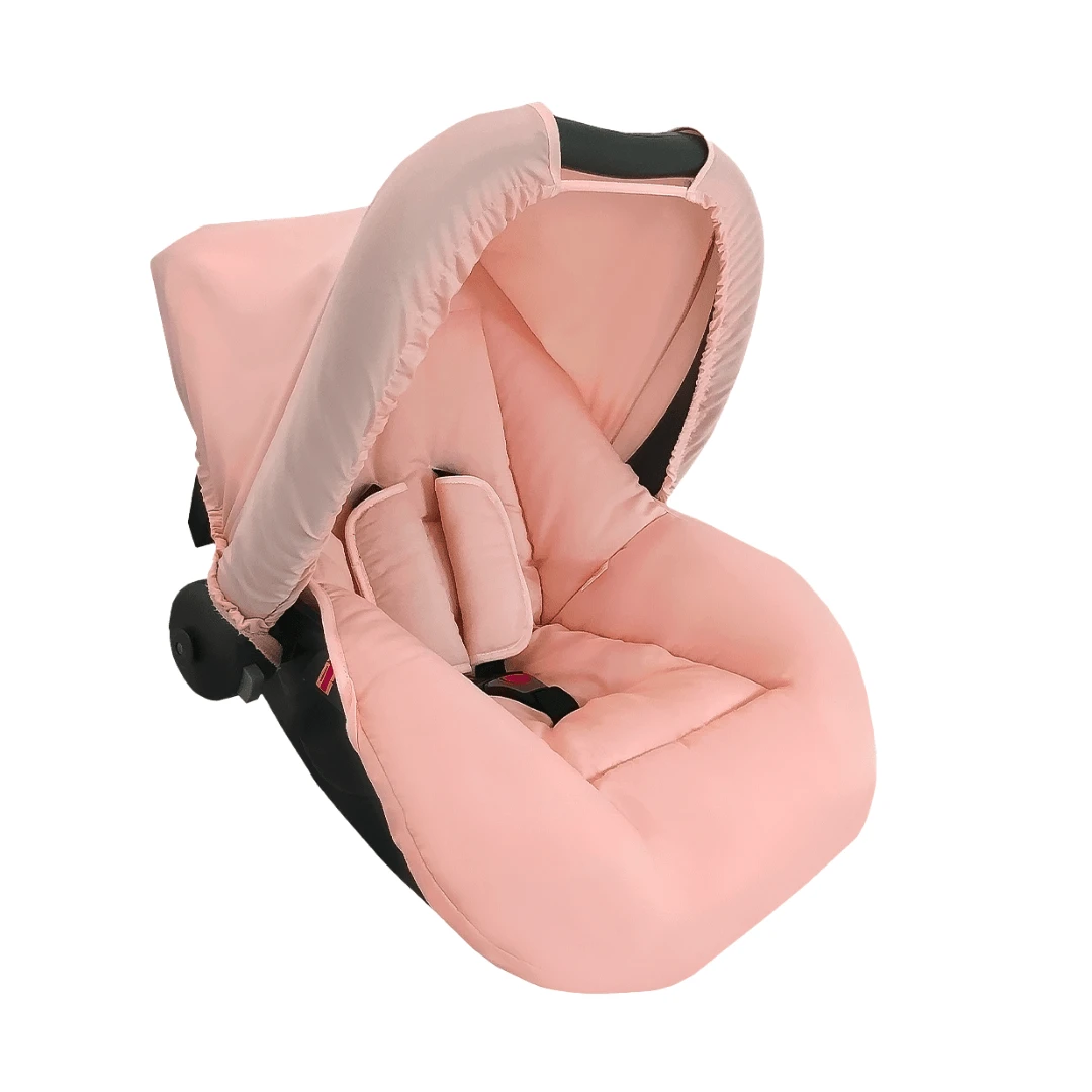 Combo - Baby Car Seat Cover, Sun Protection Hood And Belt Protectors - Various Colors - Rusty Rose - View 1