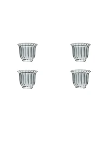 玻璃茶杯套装，条纹高硼硅玻璃，玻璃花形杯，小餐厅水杯，可重复使用，防漏，绝缘，无铅，适用于多种用途 - 可机洗，送礼 - 透明色 - 查看 14