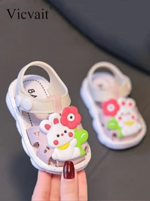Children's Pearl Heart Sandals Roman Cross Girls 2024 Korean Style All-Matching Fashionable Western-Style Anti-Slip Soft-Sole Sandals - Pink - View 4