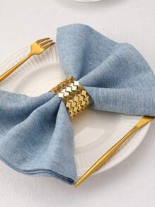 Wave Shaped Napkin Ring, Creative Geometric Mouth Cloth Scarf Buckle, Stainless Steel Hollow Napkin Ring -4cm/1.58in, Family Gatherings, Dinner Parties, Seasonal Gourmet Table Decorations, Valentine's Day And Holiday Parties -4 Gold And Silver -4cm