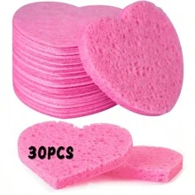 10/30/50/100pcs Heart Shape Facial Sponge,Esthetician Supplies- Pink Deep Cleaning Absorbent Compressed Facial Sponges Face Cleansing Sponge Powder Puff For Facial Massages & Daily Beauty Routine Compressed Facial Sponges Gifts