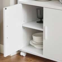 SoBuy FRG241-W, Microwave Shelf, Kitchen Wheeled Storage Trolley, Kitchen Storage Cabinet Cupboard Unit - White - View 7