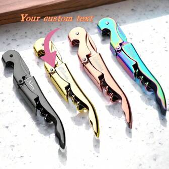 Individuell gravierter Edelstahl Weinöffner - Personalisiertes Geschenk für den Trauzeugen, Mutter, Hochzeitsgesellschaft, Valentinstag - Brautjungferngeschenk