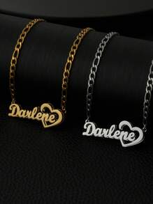 Dây chuyền khắc tên hai lớp chất lượng cao, dây chuyền mặt dây chuyền hình trái tim bằng thép không gỉ, khắc tên tiếng Anh theo yêu cầu dành cho phụ nữ và bé gái, trang sức đeo hàng ngày, màu bạc hoặc vàng, thiết kế đơn giản, cá nhân hóa, độc đáo, món quà lý tưởng cho bạn gái, mẹ, gia đình, bạn bè, con gái, người yêu, ông bà, kỷ niệm, sinh nhật, đeo hàng ngày, màu bạc thời trang, phụ kiện du lịch. - Bạc - Xem 3