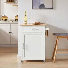 SoBuy FKW102-WN, Kitchen Trolley Cart Kitchen Storage Trolley Kitchen Cabinet Cupboard - White - View 3