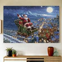 Framed Large Christmas Wall Art - Santa Wall Art, Christmas Pictures, Christmas Canvas, Winter Wall Art, Christmas Poster - Perfect Holiday Decor - Framed - View 4