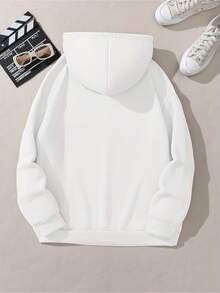 Long Sleeve Tops Women Cartoon Letter Slogan Pattern Printed Hoodie, Girl's Personalized Embossed Hoodie, Casual Large Pullover, Fashionable Four Seasons Hoodie, Soft Slightly Stretch Polyester Pullover Long Sleeve Design - Perfect Autumn Winter Women's Plus Size Clothing Loose And Comfortable Tops Shirts - 白色 - 查看 2