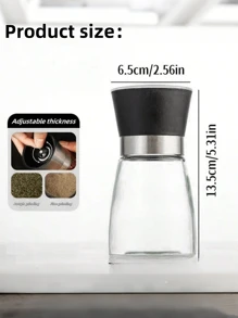 1 pieza Molinillo de pimienta manual de vidrio duradero - Salero y especiero transparente, accionado manualmente para pimienta negra, sal marina - Accesorio de cocina ideal para entusiastas de la cocina